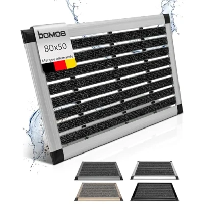 Afbeelding van bomoe deurmat buiten 50x80 cm vloermat van aluminium deurmatten met rubber muduster AluGant