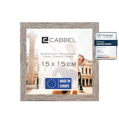 Afbeelding van CABBEL Fotolijst 15 x cm, donker eiken, stabiele mdf houten lijst, onbreekbaar plexiglas, om op te hangen en neer zetten, ideaal voor foto&#039;s/afbeeldingen/collages