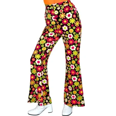 Afbeelding van Flared Broek 60&#039;s Bloemen Dames Maat L/XL