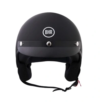 Afbeelding van BHR 839 Retro Jethelm Mat Zwart Maat M Geschikt voor Brommer, Scooter en Motor ECE 22.06 Keuring Scooterhelm