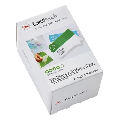 Image de GBC Card Laminating Pouch 250 microns pack de 100 brillant 54 x 86 mm pochettes plastifiées