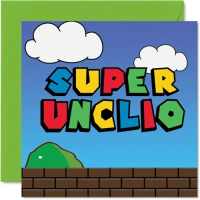 Afbeelding van Verjaardagskaarten voor oom Super Unclio Grappige verjaardagskaart van neef, nichtje, oom, 145 mm x mm, wenskaarten mannen en hem