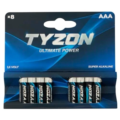 Afbeelding van TYZON 8 x AAA alkalinebatterijen, wegwerp, duurzaam, voor huishoudelijke apparaten