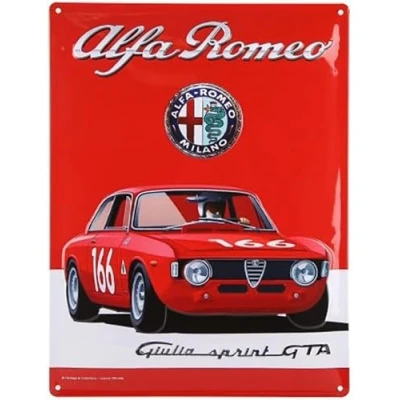 Afbeelding van Alfa Romeo Giulia Sprint GTA. Metalen wandbord in reliëf 20 x 30 cm.