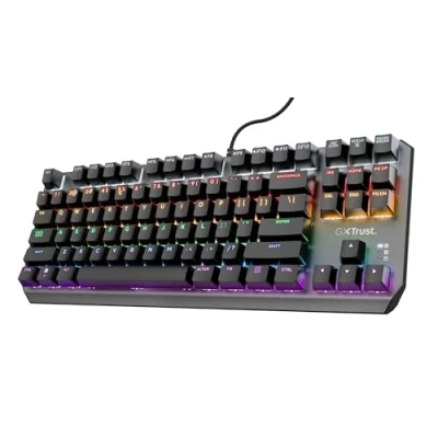 Afbeelding van Trust Gaming GXT 834 Callaz mechanisch toetsenbord TKL, lay out AZERTY, mechanische Outemu schakelaars, regenbooggolfverlichting, USB gamingtoetsenbord voor Windows, Mac, PC, computer zwart