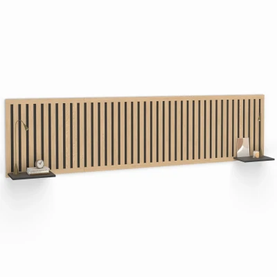 Afbeelding van ARIA 240 cm verticaal latten hoofdbord met houten en zwarte planken