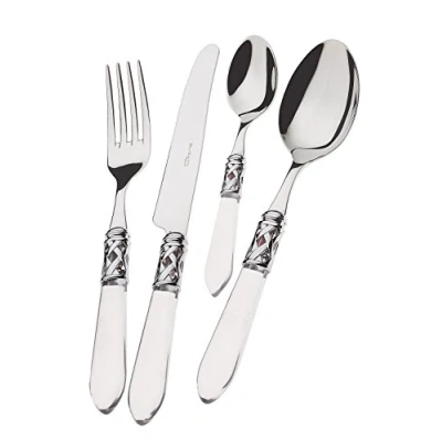 Image de Ménagère 24 pièces inox avec manche Transparent et bague FINITION Chromée # S4250 ALC Aladdin par Bugatti