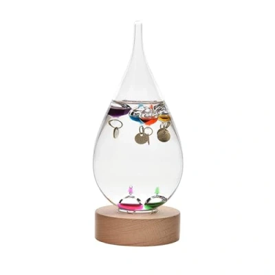 Afbeelding van Widdop Thermometer van Galilea op houten standaard, druppelmotief