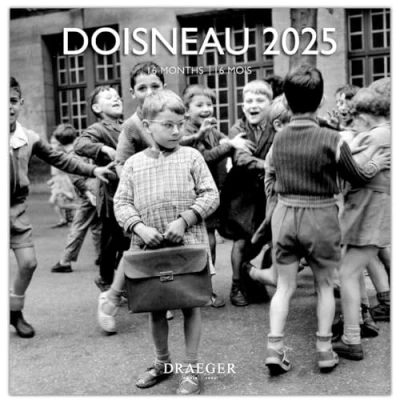 Afbeelding van DRAEGER PARIS 1886 Grote wandkalender 29x29 cm 2025 7 talen September 2024 tot december 12 foto&#039;s beschikbaar in verschillende thema&#039;s Doisneau afspraken, verjaardagen