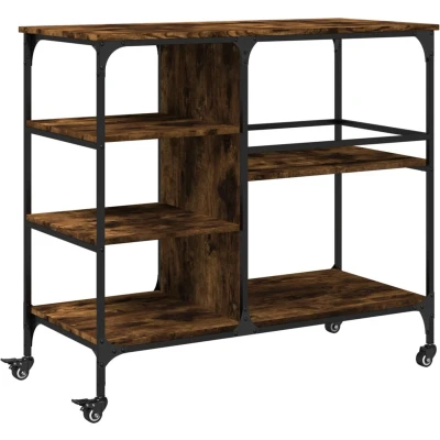 Afbeelding van Keukentrolley 100x45x89,5 cm bewerkt hout gerookt eikenkleurig
