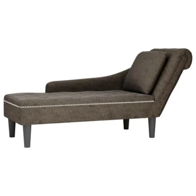 Afbeelding van vidaXL Chaise longue kussen en rechterarmleuning kunstleer donkergrijs