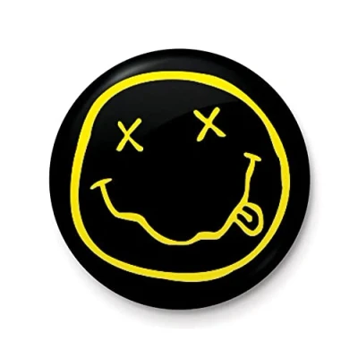 Afbeelding van Nirvana Smiley Badge met logo, Zink, Geen edelsteen, edelsteen