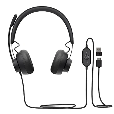 Afbeelding van Logitech Zone 750 Over Ear headset Computer Kabel Grafiet Ruisonderdrukking (microfoon) Volumeregeling, Microfoon uitschakelbaar (mute)