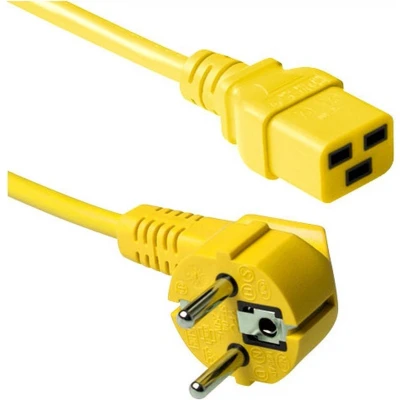 Afbeelding van ACT AK5181 Netsnoer CEE 7/7 male (haaks) C19 Geel 1,8 meter
