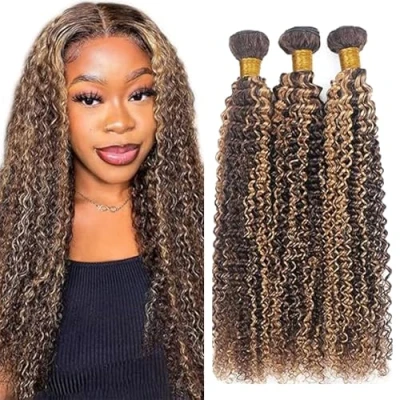 Afbeelding van Tuheerst Menselijk Haar Bundels Curly Wave Blonde Braziliaanse Natuurlijke Haarverlenging Echt Extension Weven 3 Remy 16 Inch