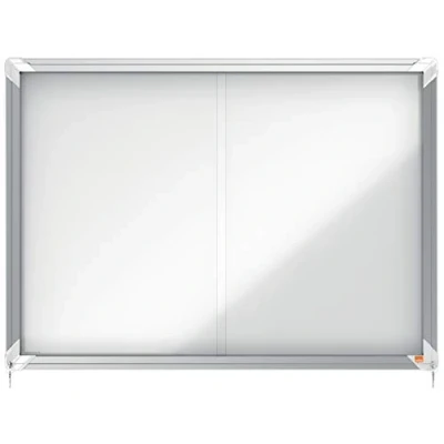 Afbeelding van Nobo Magnetisch prikbord, afsluitbaar, schuifdeur, glas, 8 x A4, Premium Plus, wit, 1902569