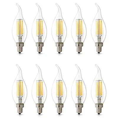 Afbeelding van BELINGGO 10 x E14 led lampen, dimbaar, 4 W, warm wit, 2700 K, C35, vlamvorm, lamp, vintage halogeenlamp, 40 W