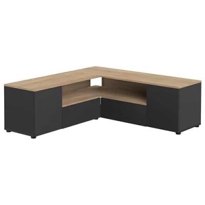 Afbeelding van Symbiosis Hoek tv meubel zwart en eiken naturel 130 x 130,05 45 cm
