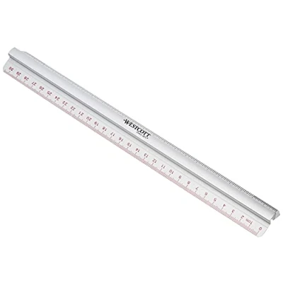 Afbeelding van Westcott E 10114 00 aluminium liniaal met handvat, 30 cm, zilvergrijs