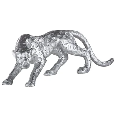 Afbeelding van Casablanca Moderne sculptuur cheetah design, polyresin, antiek zilver, lengte 28 cm