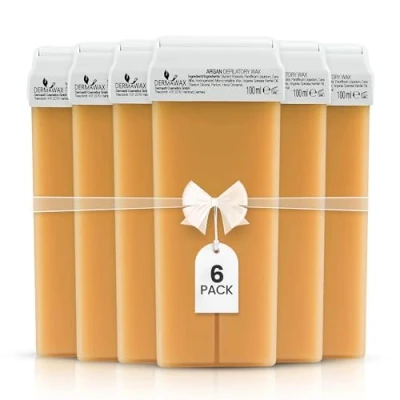 Afbeelding van Argan Roll on waspatronen, 6 stuks à 100 ml, lauwe ontharingswas, navulset voor ontharing met warme was