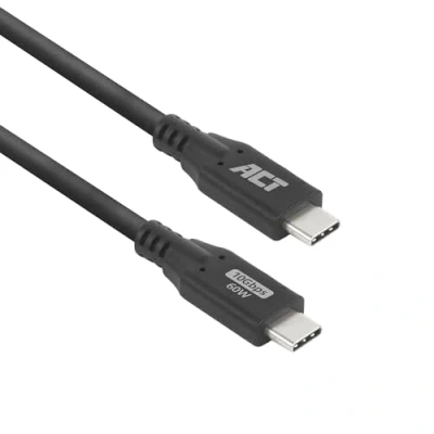 Image de ACT Câble USB 24 pin C (M) pour 3.2 Gen 2 / DisplayPort 1.4 20 V 3 A m alimentation (60 W), support 4K60Hz (4096 x 2160), prise en charge de 1920 1080 à 120 Hz, débit transfert données jusqu&#039;à 10