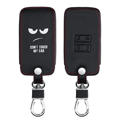 Afbeelding van kwmobile autosleutelhoes geschikt voor Renault 4 knops Smartkey autosleutel (alleen Keyless Go) Hoesje van imitatieleer in wit / zwart Don&#039;t Touch My Car design