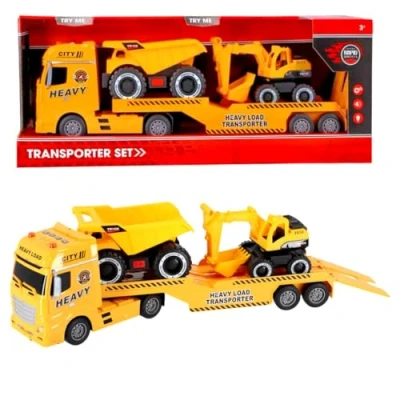 Afbeelding van Rapid Wheels Autotransporter + 2 Bouwvoertuigen Licht En Geluid