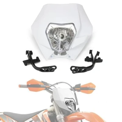 Afbeelding van Universele koplamp wit met bekleding voor motorfiets, motorcross, enduro, MTB, scooter, dirt pit bike