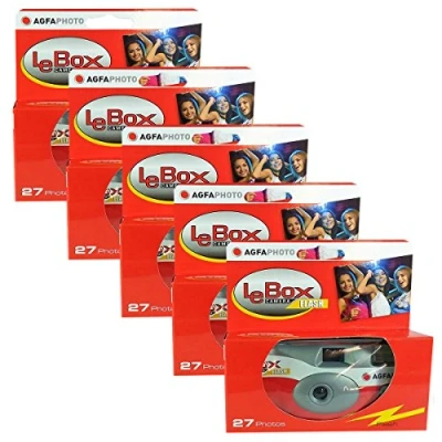 Afbeelding van 5 x AgfaPhoto LeBox Flash wegwerpcamera (27 foto&#039;s met flitser)