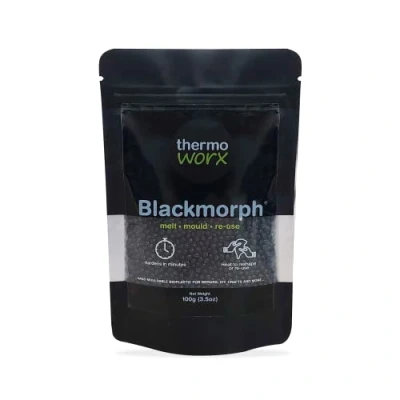 Afbeelding van Thermoworx Blackmorph 100 g bioplastic met de hand modelleerbaar, smelten, vormen en hergebruiken