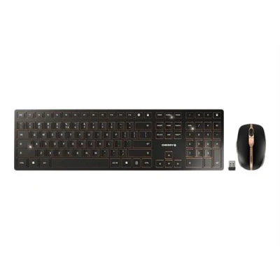Image de CHERRY DW 9000 SLIM Ensemble clavier et souris sans fil 2.4 GHz, Bluetooth 4.0 US avec le symbole de l&#039;euro noir, bronze