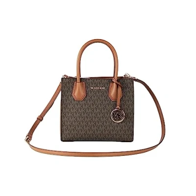 Afbeelding van Michael Kors Mercer Medium Bruin Leren Messenger / Crossbody Tas