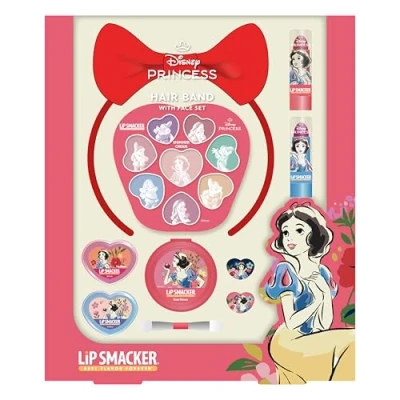 Afbeelding van Lip Smacker Sneeuwwitte haarband met gezichtsset, 18 delige en make up set voor kinderen lipglans, lippenbalsem, glinsterende crèmes accessoires, Disney Princess Gifts