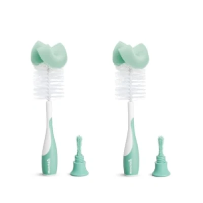 Image de Munchkin Lot de 2 brosses éponge en 1 et pour biberon brosse nettoyage bouteille d&#039;eau Doux réutilisable avec à tétine intégrée Passe au