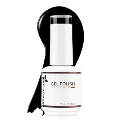 Afbeelding van Nicedeco Nagellak, 15 ml, gel, zwart, UV/LED, soak off, manicure, pedicure, professioneel, gebruik in salon en thuis, houdt lang eenvoudig aan te brengen, 002