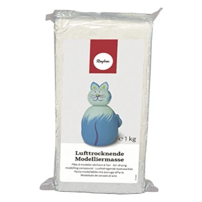 Afbeelding van Rayher 3450200 Luchtdrogende boetseerklei, 1 kg hoogwaardige aarde, sneldrogend aan de lucht zonder bakken, kan ook in oven worden gebakken, wit