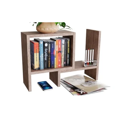 Afbeelding van ComfortCove Verstelbare boekenkast, bureauplank, bureau opslag, vrijstaande kantooropslag, keukenopslag, kantoororganisator, Sonoma
