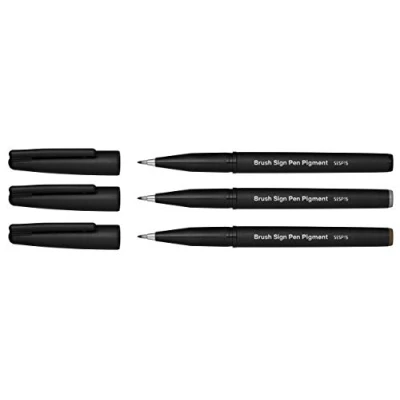 Afbeelding van Pentel SESP15 Sign Pen Pigment Viltborstel, flexibele vezelpunt, pigment, 3 stuks (zwart, grijs, sepia)