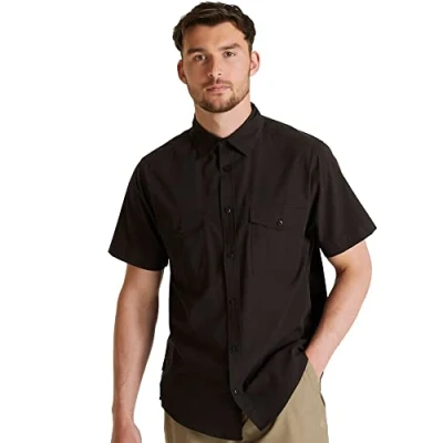 Afbeelding van Craghoppers Expert Kiwi S/S overhemd met lage knoop voor heren, zwart.