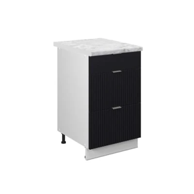 Afbeelding van Vicco Keukenkasten Fame Line, Zwart gestreept/Wit, 50 cm , WB Marmer