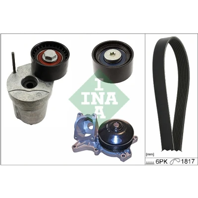 Afbeelding van Waterpomp + Multi V riemset INA 529 0370 30