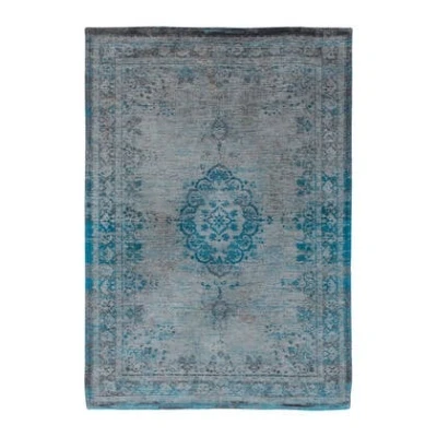 Afbeelding van 8255 Fading World Medallion Grey Turquoise Vloerkleed 80x150 Rechthoek Laagpolig,Vintage Tapijt Klassiek Blauw, Grijs