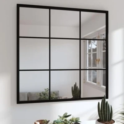 Image de vidaXL Miroir mural noir 60x60 cm métal342206