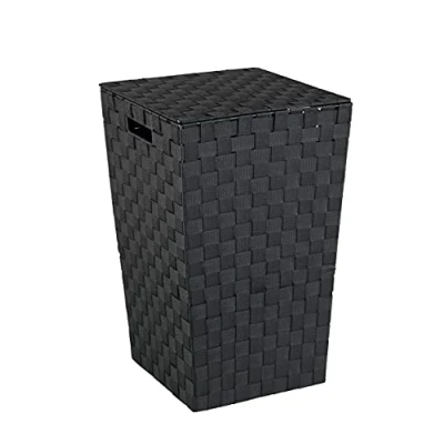 Afbeelding van WENKO Adria Wasmand Vierkant Zwart Badkamer Kruk met Afneembare Waszak Inhoud: 48 l, Polypropyleen, 33 x 53 cm,