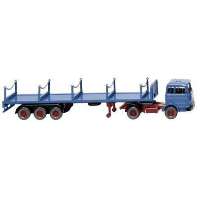 Afbeelding van Wiking 055406 H0 Vrachtwagen Mercedes Benz Trekker rongenopleggercombinatie azuurblauw
