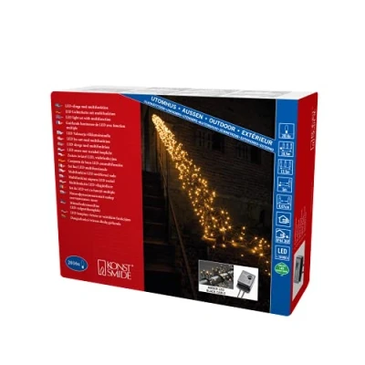 Afbeelding van Clusterverlichting voor binnen en buiten 8 functies 2016 LEDs 2100K Amber 13,5 meter Kerstverlichting IP44 Incl. Transformator