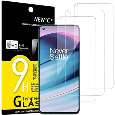 Afbeelding van NEW&#039;C OnePlus Nord CE 5G displaybeschermfolie, gehard glas, krasbestendig, anti vingerafdruk, zonder luchtbellen, hardheid 9H, 0,33 mm, 3 stuks, ultra sterk
