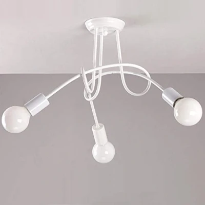 Afbeelding van iDEGU Industriële retro metalen kroonluchter, lampenkap, E27, moderne lamp, hanglamp voor woonkamer slaapkamer eetkamer (wit, 3 lampen) zonder lampen