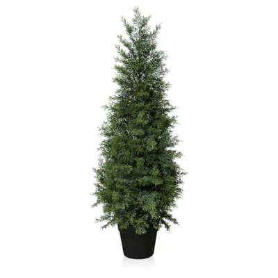 Afbeelding van Fopamtri Kunstmatige buitenplant, 90 cm, kunstcipres in pot, uv bestendige cederhout, voor binnen of buiten, huis, tuin, veranda (1 stuk)